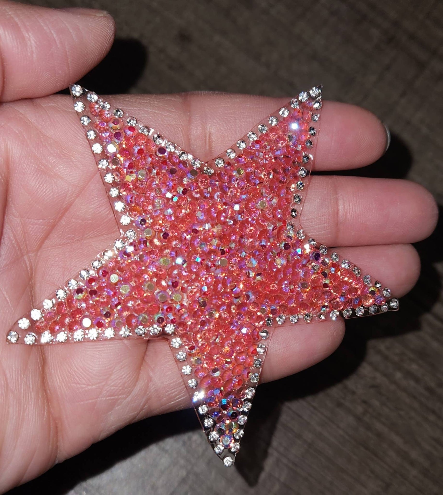 Sequin Patches- Star; Small Neon Pink