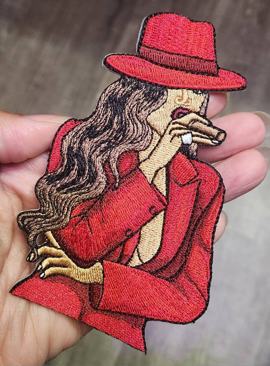 Stogie Chic 1-pc "RED" Fedora/Blazer/Cigar, Smoking Patch, Iron-on Applique for Clothing, Hats, Crocs, Bags, and more!! Size 4.5"