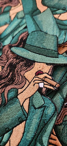 Stogie Chic 1-pc "EMERALD GREEN" Fedora/Blazer/Cigar, Smoking Patch, Iron-on Applique for Clothing, Hats, Crocs, Bags, and more!! Size 4.5"