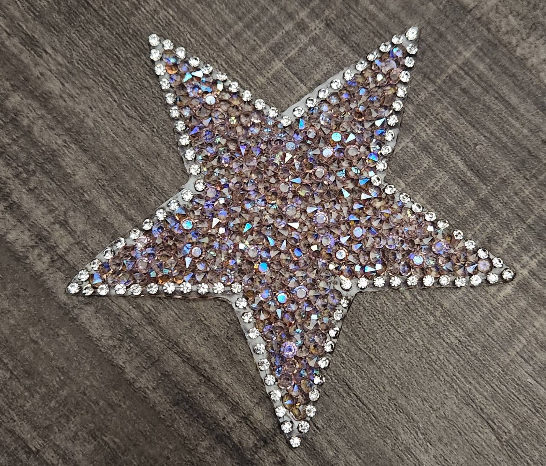 New, LIGHT Pink AB Rhinestone "Star" Bling Patch, Size 3", Cool Applique For Clothing, Iron-on Patch, Small Patch for Jackets, DIY Projects