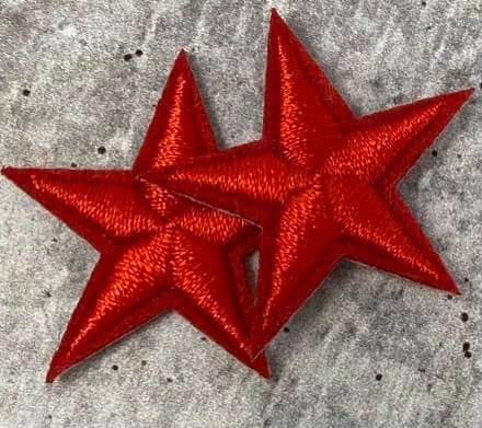 2pc/Mini RED Star Applique Set, Star Patch, 1" inch Small Stars, Cool Applique, Iron-on Embroidered Patch, Patches for Clothes and Shoes