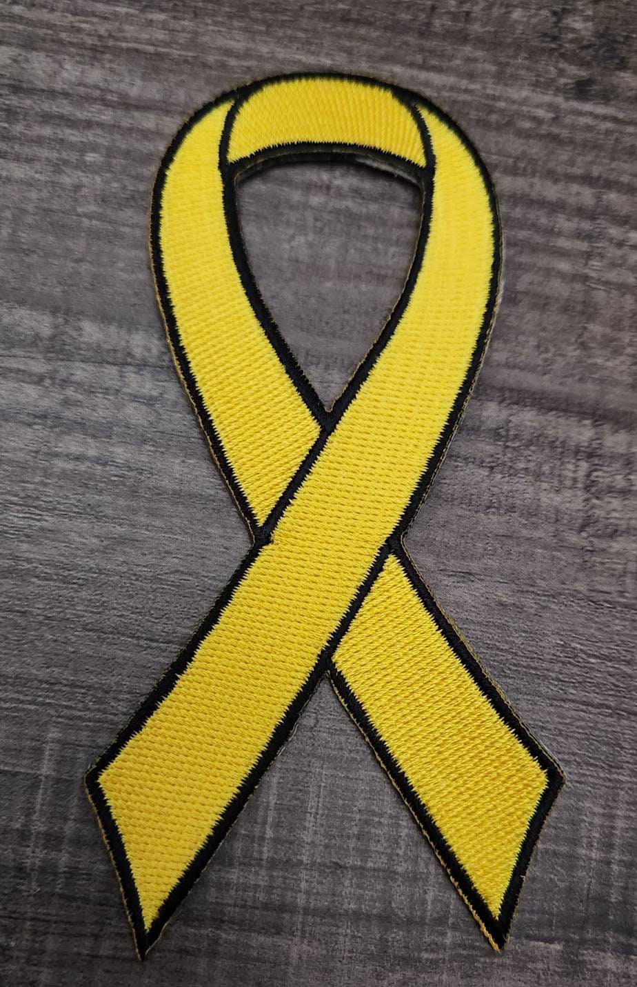 Childhood Cancer "Yellow" Ribbon Patch, Size 5" Embroidered (1 pc) Iron or Sew-on, Cancer  Patch/Applique, Patches for Causes