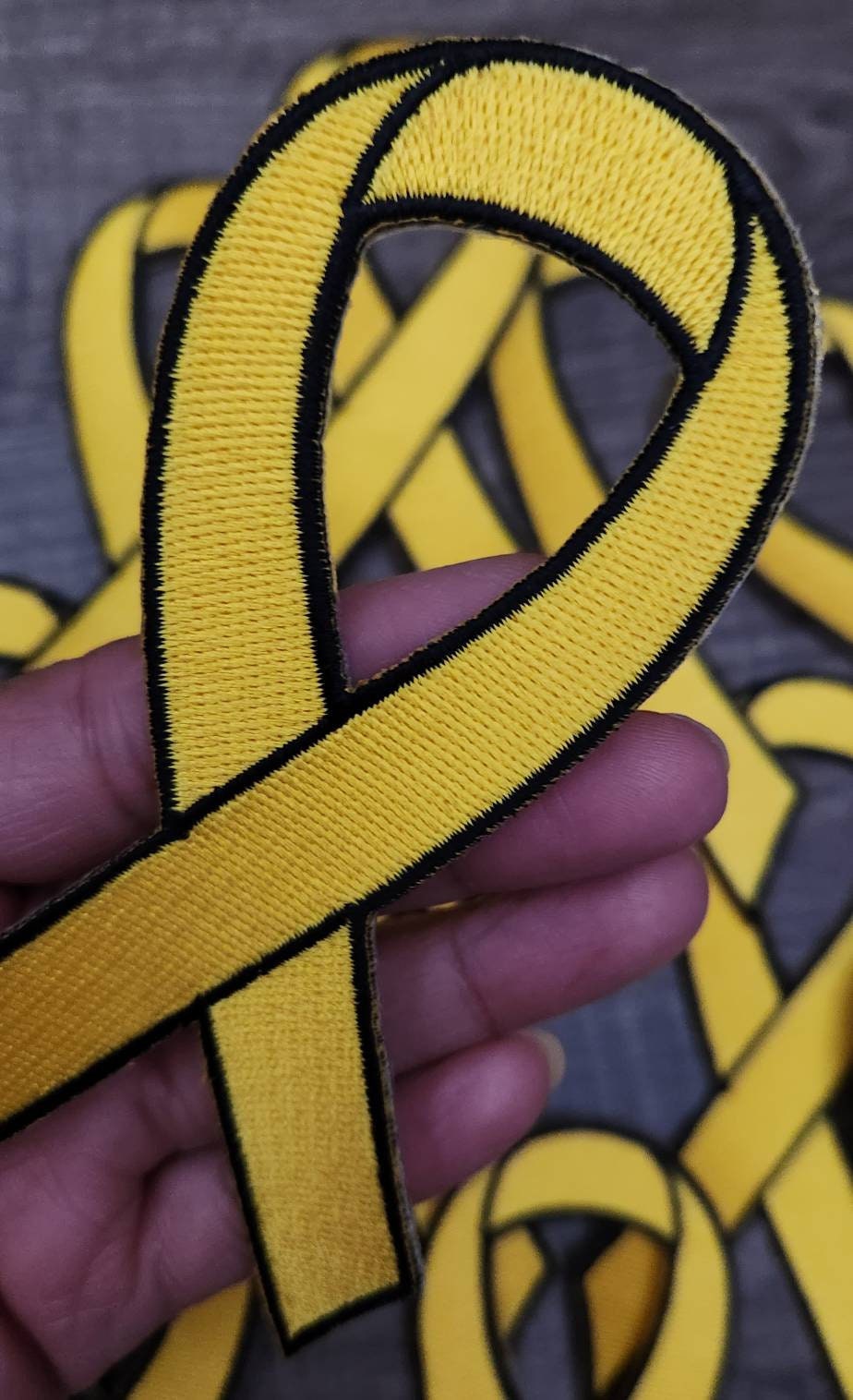 Childhood Cancer "Yellow" Ribbon Patch, Size 5" Embroidered (1 pc) Iron or Sew-on, Cancer  Patch/Applique, Patches for Causes