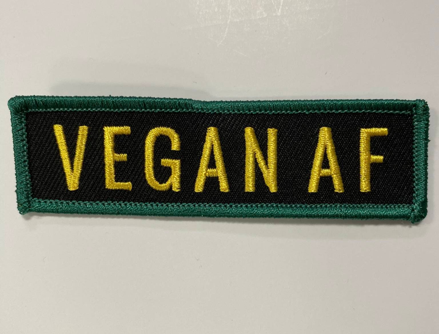 Vegan Collection: New, 1-pc, "Vegan AF", Sz 4x1", Iron-on Embroidered Patch, Gift for Vegans, Cute Patch Jackets, Hat