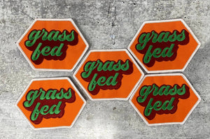 Vegan Collection: New, 1-pc, "Grass Fed", Sz 3", Iron-on Embroidered Patch, Gift for Vegans, Cute Patch Jackets, Hat