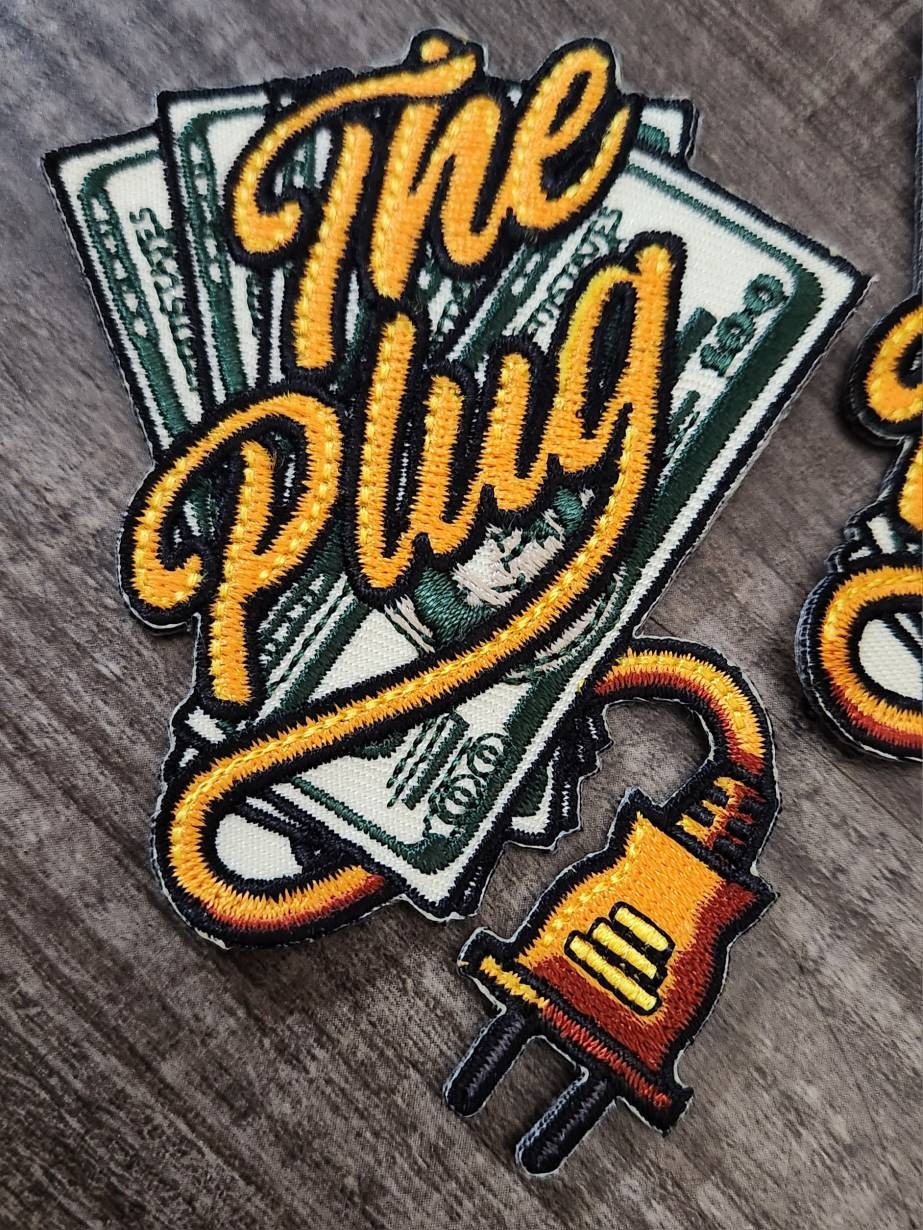 Cool Patch, 1-pc, "The Plug" Jacket Patch, Iron-on Embroidered Patch, Patches for Men, Size 3.75", Varsity Jacket, Hat Patch, DIY Applique