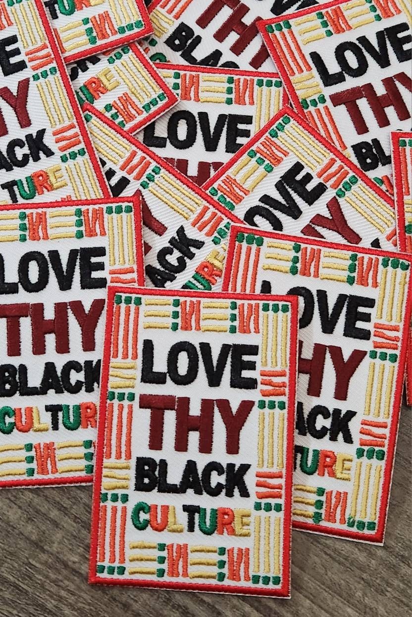 New, 1-pc, "Love Thy Black Culture" Bold and Proud Iron-on Embroidered Patch, Size 2"x3", Colorful and Vibrant Applique for Clothing & Hats