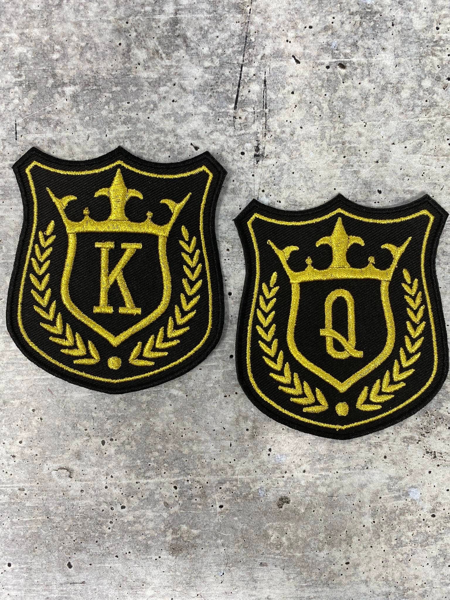 New, Gold Royal "Q" (QUEEN), 1-pc, Metallic Royalty Crest, Size 3.5", Iron-on Embroidered Patch, Patch for Jackets, Hats, and More