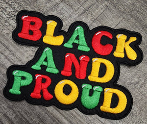 Empowerment Patch, 1-pc, "Black & Proud" Iron-On Embroidered Patch; Size 4"x4", Patch for Clothing, Hats, Crocs, Bags, and Accessories