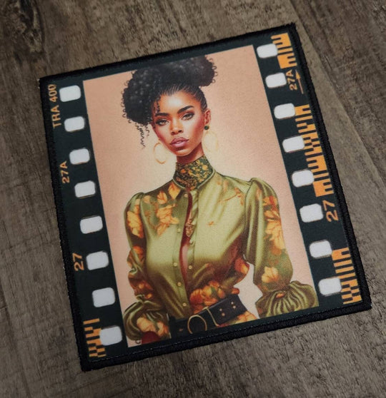 Luxury Collection: "Lights, Camera, Action Queen" Sz 4", 1-pc, Digital Patch w/ Embroidered Satin Border & Iron-On Backing, Jacket Patch