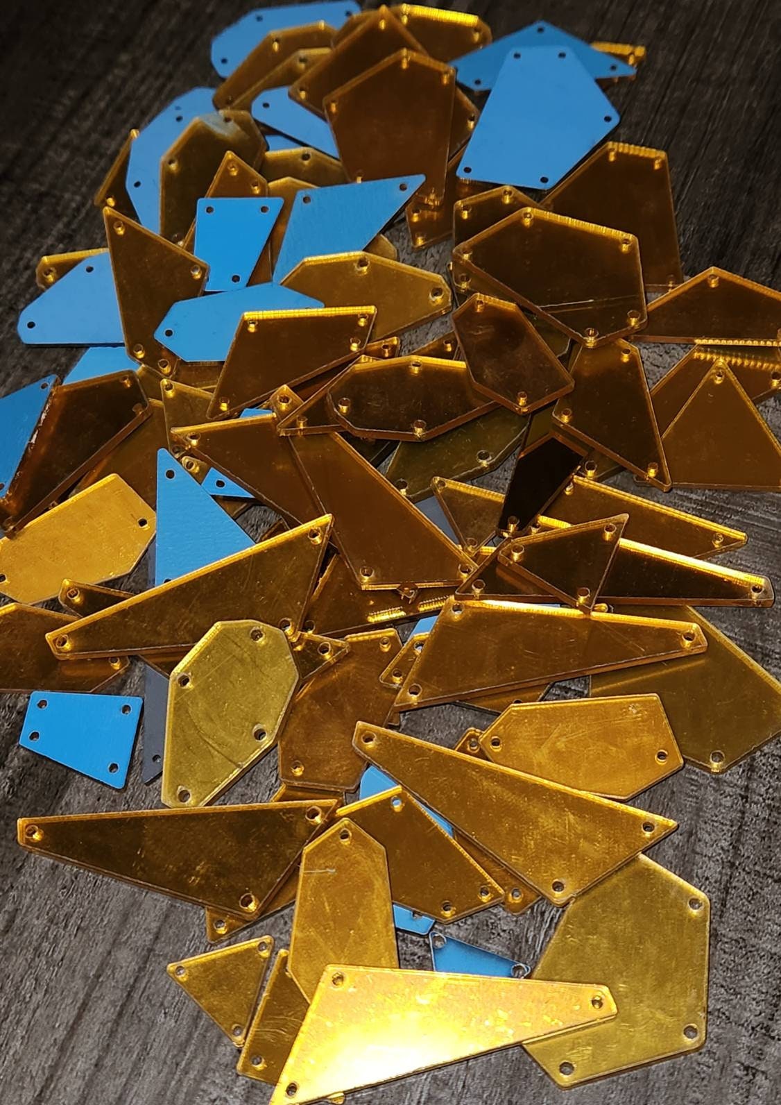 New: GOLD Mirror Studs, Flatback Sew or Glue On, For  DIY Fashion Projects, Tshirts, Jackets, Hats, Dresses, and more! Embellishments