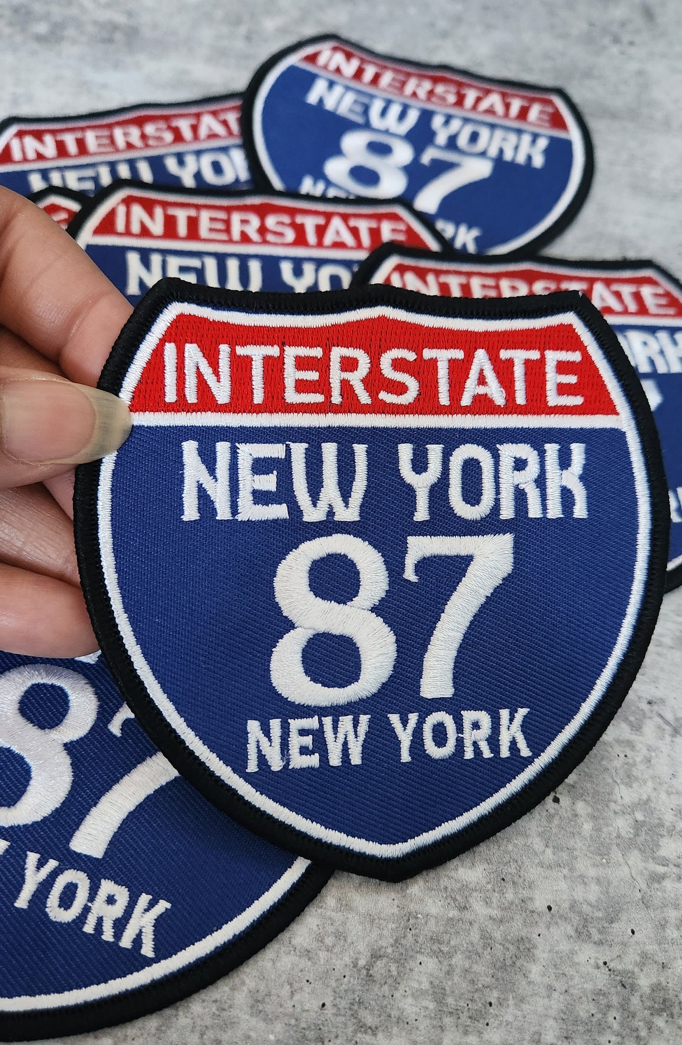 Collectable 1-pc, "NEW YORK 4" Interstate 87"  Iron-On Embroidered Patch; Popular New York Emblem, Red/White/Blue Badge, Patch for Jackets