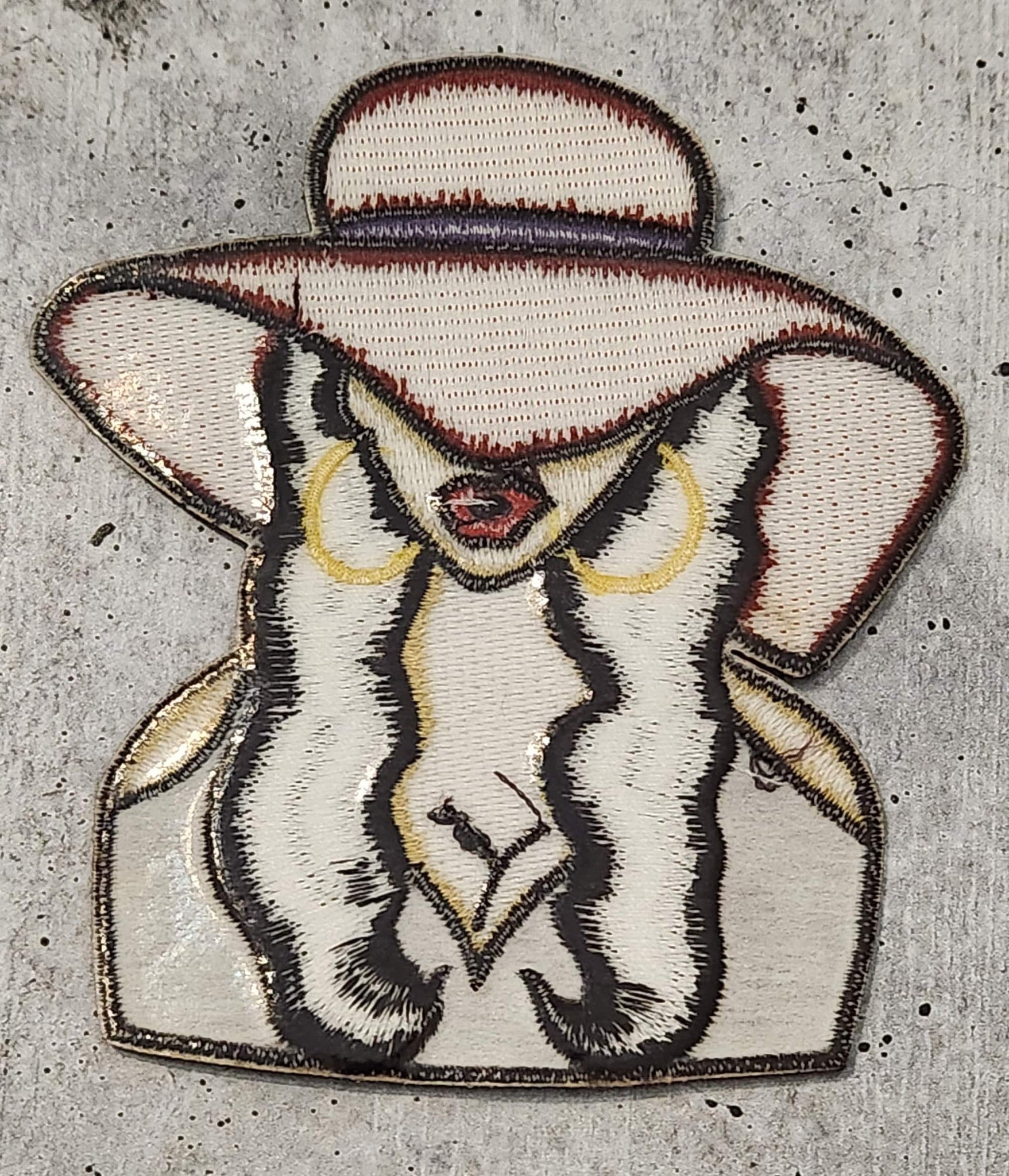 New, 1-pc "Fedora Cutie", Size 4", Iron-on Embroidered Patch for Shoes, Phone Cases, Makeup Bags, Clothing, Hats, Jackets and Accessories