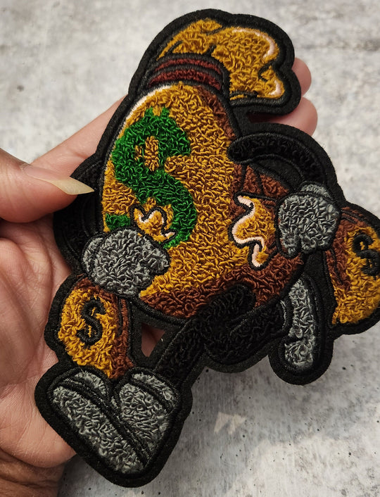 NEW SIZE, Chenille "Bag Secured", Check a Bag Patch, Medium Size 6", Iron-on, Varsity Patch, Entrepreneur Gift, Fun Jacket Patch, DIY